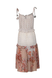 Current Boutique-MISA Los Angeles - Pink, Ivory, & Peach Paisley Print Ruffled Midi Dress Sz S