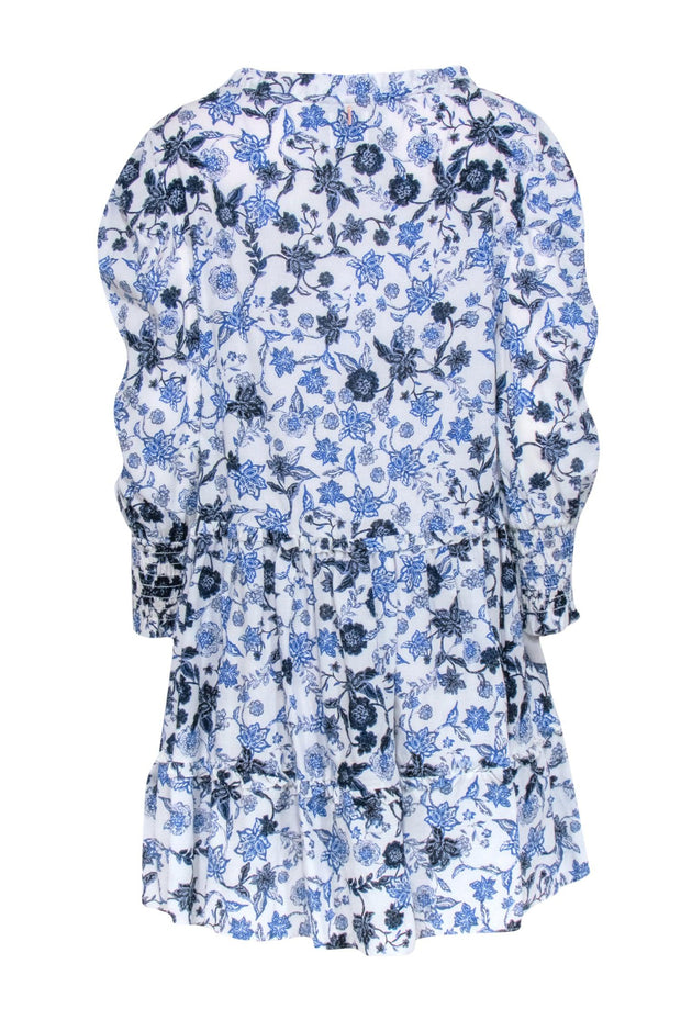 Current Boutique-MISA Los Angeles - White & Blue Floral Print Dress Sz S