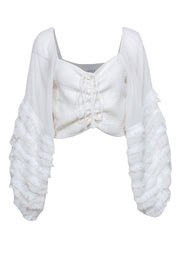 Current Boutique-MISA Los Angeles - White Smocked Off The Shoulder Top Sz M