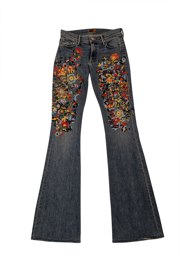 Current Boutique-MOTHER - Medium Wash Floral Embroidered Jeans Sz 2