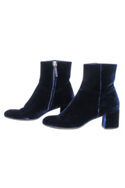 Current Boutique-M. Gemi - Navy Velvet Block Heel Booties Sz 7.5