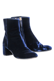 Current Boutique-M. Gemi - Navy Velvet Block Heel Booties Sz 7.5