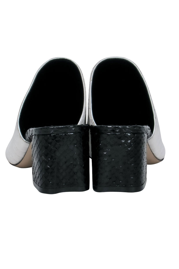 Current Boutique-M. Gemi - White & Black Snake Textured Mule Shoes Sz 10