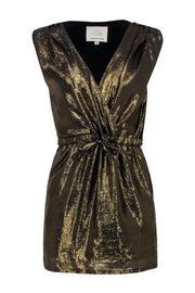 Current Boutique-Madison Marcus - Gold Metallic Sleeveless Drawstring Dress Sz XS