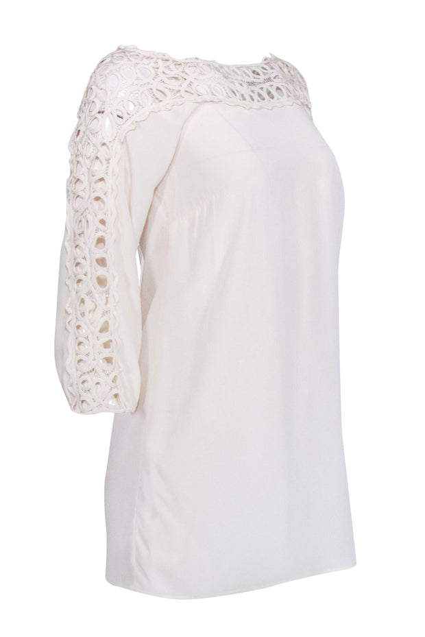 Current Boutique-Madison Marcus - Ivory Tunic Dress w/ Eyelet Trim Sz XS