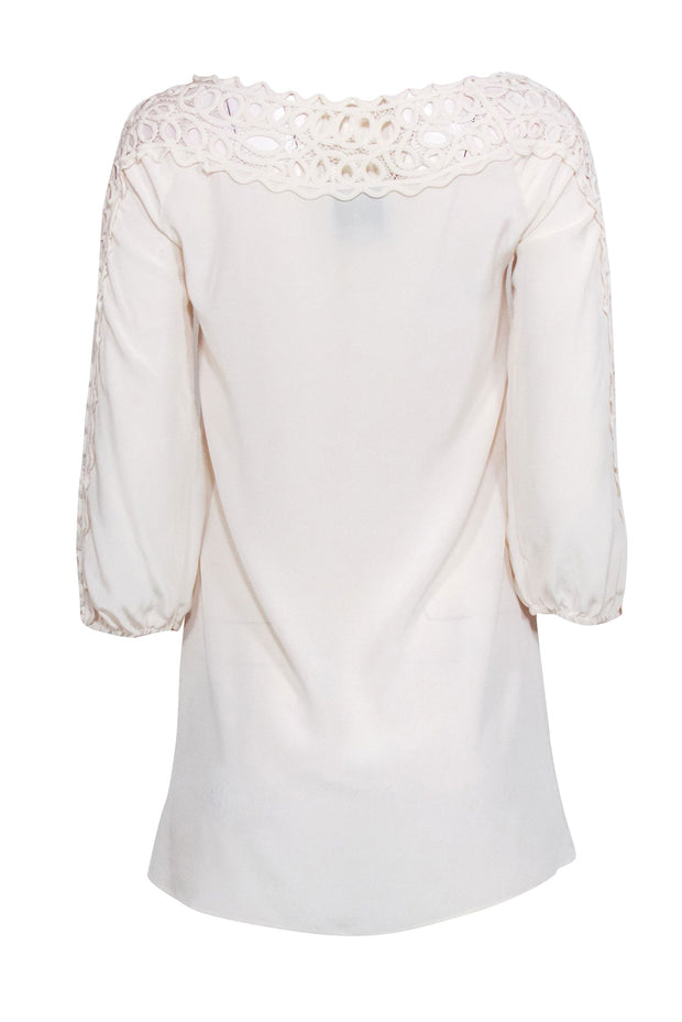 Current Boutique-Madison Marcus - Ivory Tunic Dress w/ Eyelet Trim Sz XS