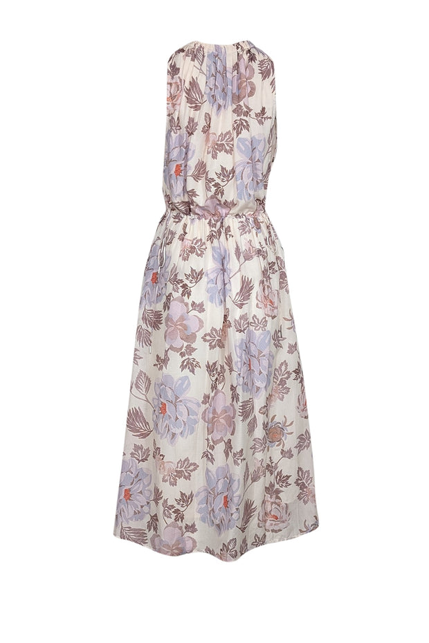 Current Boutique-Magali Pascal - Light Pink Sleeveless Floral Print Button Down Maxi Dress Sz XS