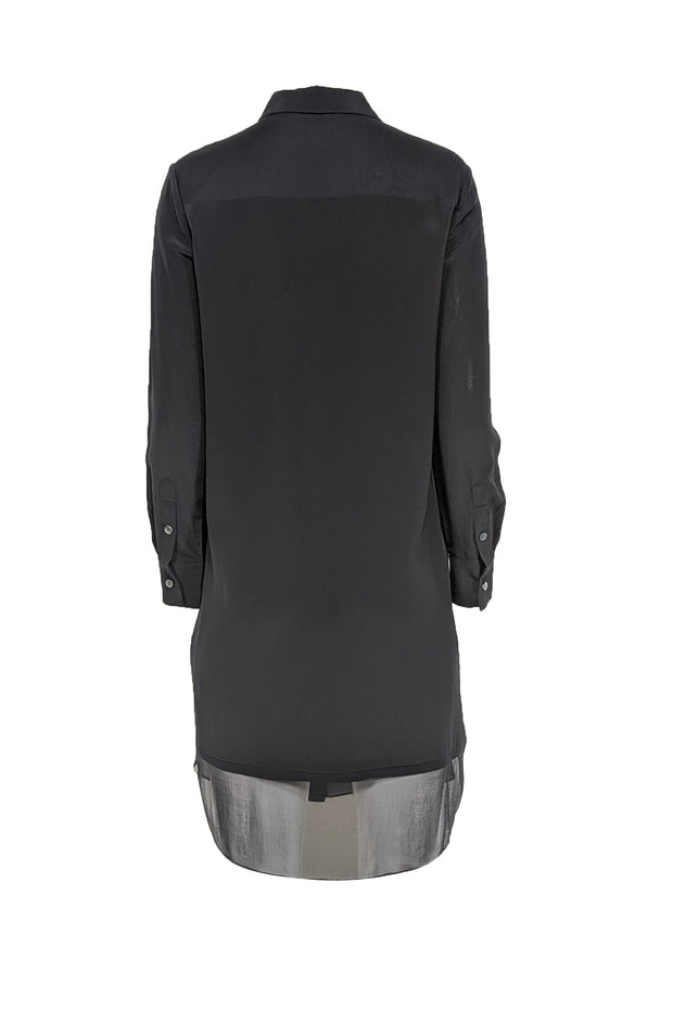 Current Boutique-Magaschoni - Black Silk Shirtdress w/ Semi-Sheer Hem Sz 6