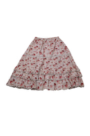 Current Boutique-Magnolia Pearl - Cream w/ Red Floral Print Cotton Midi Skirt Sz L