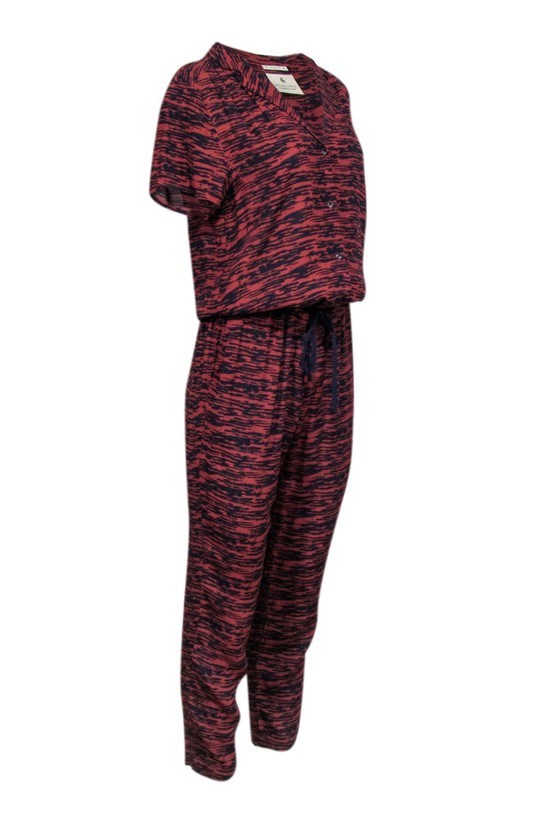 Current Boutique-Maison Scotch - Rust Red & Navy Print Jumpsuit Sz 2