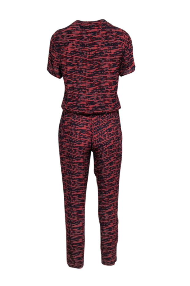 Current Boutique-Maison Scotch - Rust Red & Navy Print Jumpsuit Sz 2