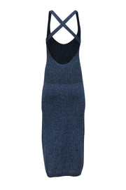 Current Boutique-Maison Ullens - Blue, White, & Olive Speckled Rib Knit Midi Dress Sz M