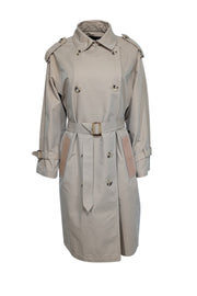 Current Boutique-Maje - Beige Double Breasted Trench Coat w/ Leather Trims Sz S