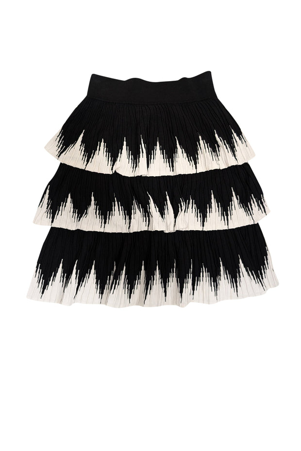 Current Boutique-Maje - Black & White Zigzag Tiered Skirt Sz 4