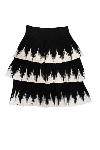 Current Boutique-Maje - Black & White Zigzag Tiered Skirt Sz 4