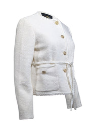 Current Boutique-Maje - Ivory Textured Gold Button Front Jacket Sz 8