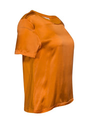 Current Boutique-Maje - Orange Silk Short Sleeve Shirt w/ Cotton Back Sz S