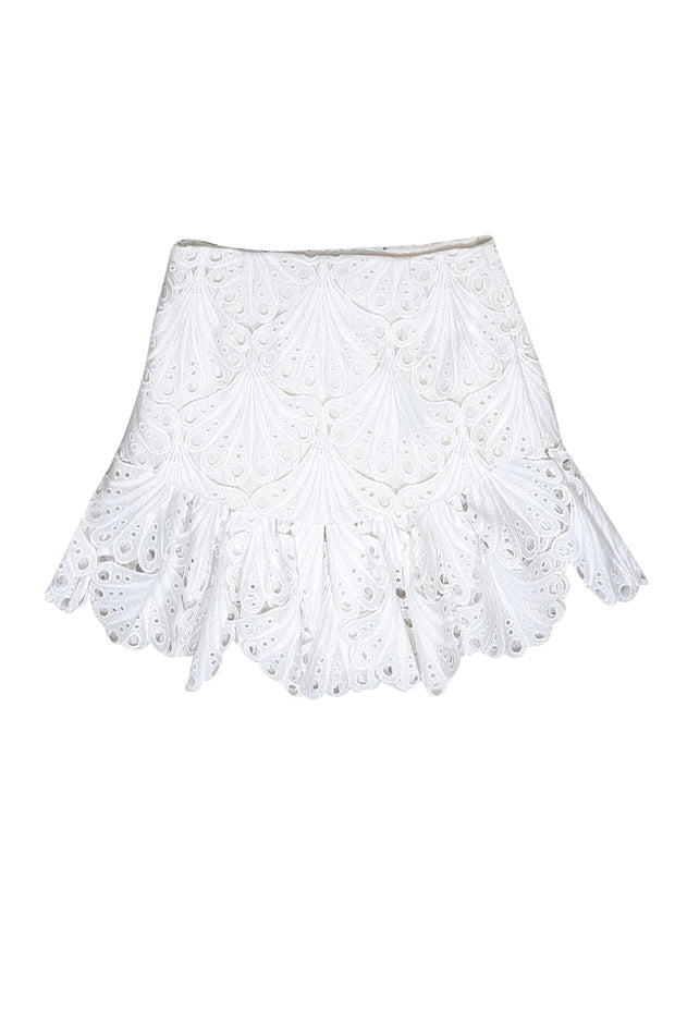 Current Boutique-Maje - White Eyelet Lace Flounce Bottom Skirt Sz 6