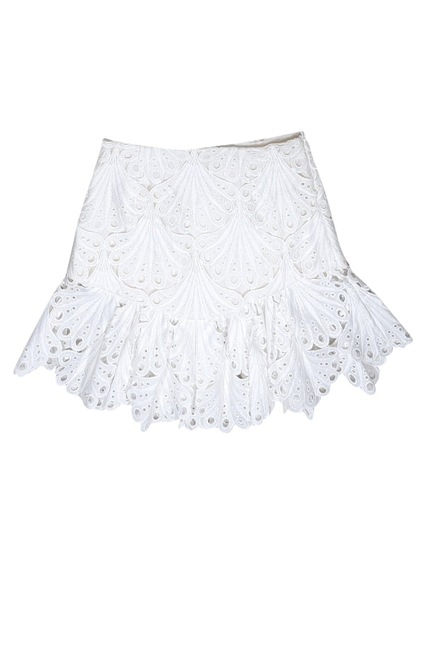 Current Boutique-Maje - White Eyelet Lace Flounce Bottom Skirt Sz 6