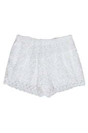 Current Boutique-Maje - White Lace Shorts w/ Grey & Blue Trim Sz 6