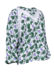 Current Boutique-Maje - White, Purple, & Green Palm Print Top Sz 6