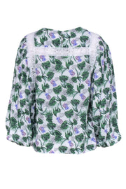 Current Boutique-Maje - White, Purple, & Green Palm Print Top Sz 6