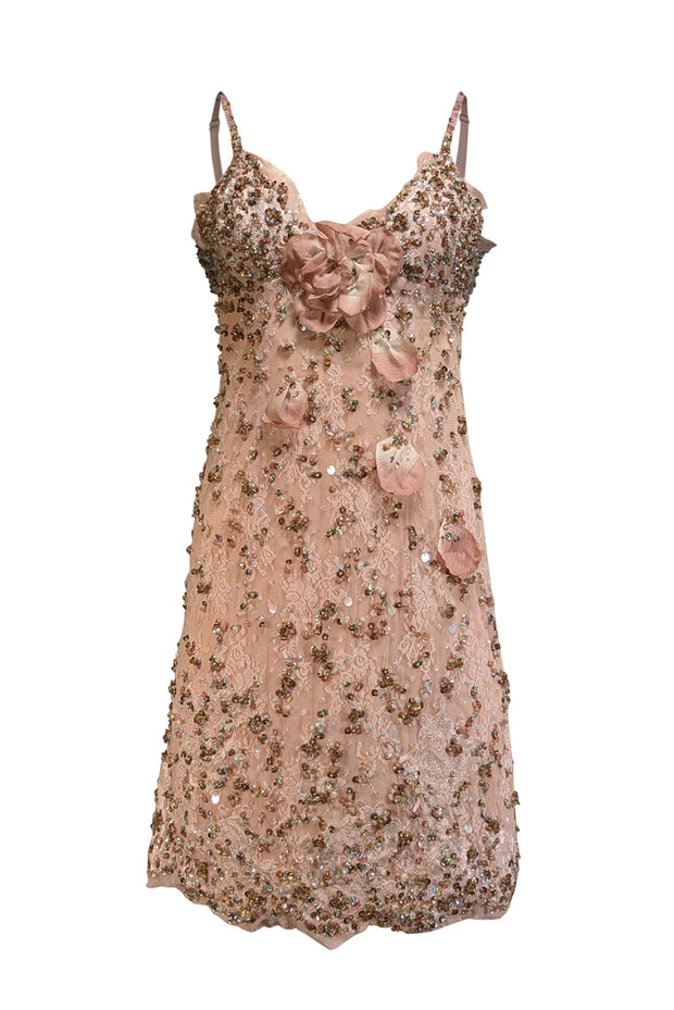 Current Boutique-Mandalay - Aster Pink Lace Beaded & Sequin Sleeveless Dress Sz 6