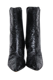 Current Boutique-Manolo Blahnik - Black Snakeskin Heeled Short Boots Sz 11.5