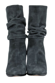 Current Boutique-Manolo Blahnik - Slate Grey Suede Slouchy Boots Sz 8