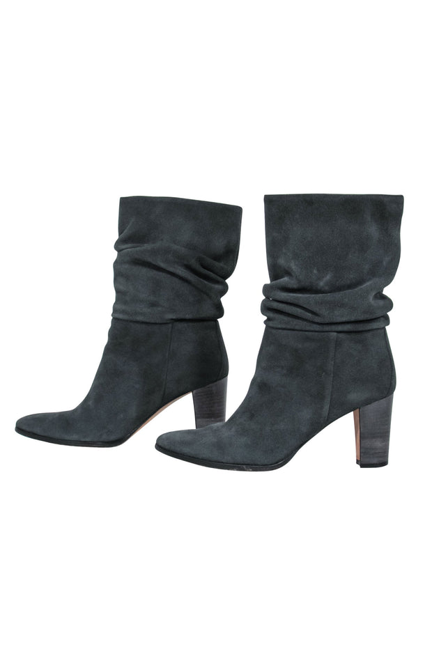 Current Boutique-Manolo Blahnik - Slate Grey Suede Slouchy Boots Sz 8