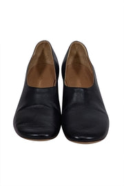 Current Boutique-Mansur Gavriel - Black Leather Rounded Toe Low Heel Pumps Sz 9