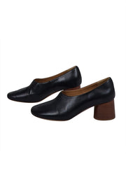 Current Boutique-Mansur Gavriel - Black Leather Rounded Toe Low Heel Pumps Sz 9