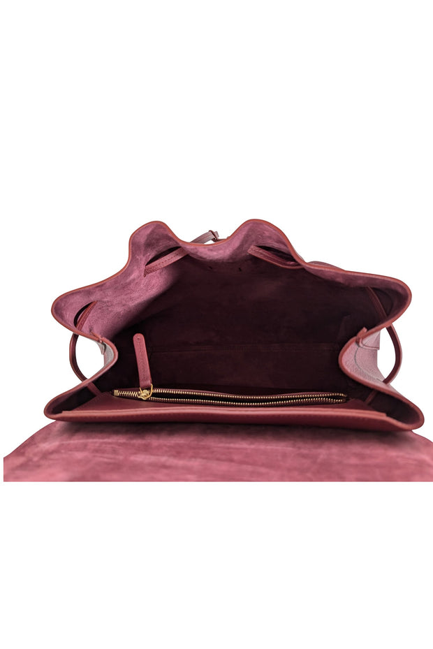 Current Boutique-Mansur Gavriel - Wine Red Pebbled Leather Shoulder Bag