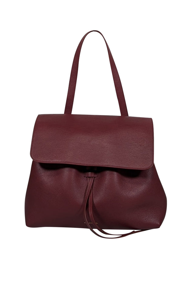 Current Boutique-Mansur Gavriel - Wine Red Pebbled Leather Shoulder Bag