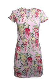 Current Boutique-Manuel Canovas - Pink w/ Red & Green Floral Print Fitted Mini Dress Sz 6/8