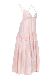 Current Boutique-Mara Hoffman - Light Pink & Ivory Striped Cotton Midi Dress Sz L