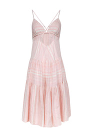 Current Boutique-Mara Hoffman - Light Pink & Ivory Striped Cotton Midi Dress Sz L