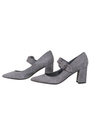 Current Boutique-Marc Fisher - Grey Suede Mary-Jane Pumps w/ Buckle Closure Sz 7.5