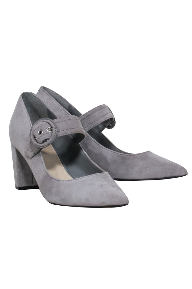 Current Boutique-Marc Fisher - Grey Suede Mary-Jane Pumps w/ Buckle Closure Sz 7.5