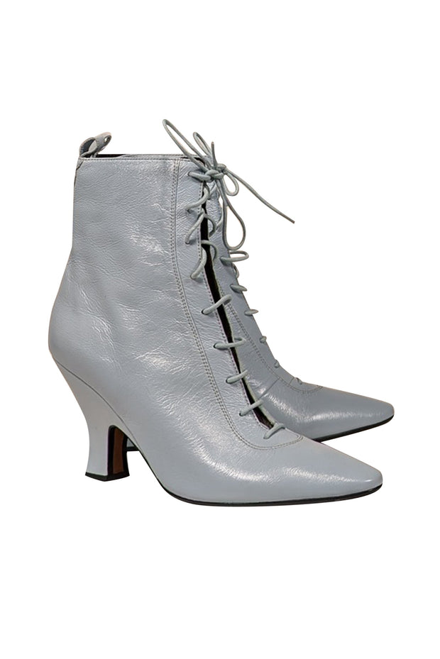 Current Boutique-Marc Jacobs - Baby Blue Leather Victorian Style Short Boots Sz 10