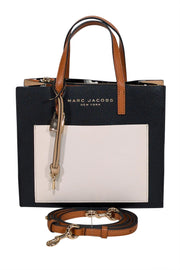 Current Boutique-Marc Jacobs - Black, Cream, & Tan Leather Mini Grind Colorblock Crossbody Bag