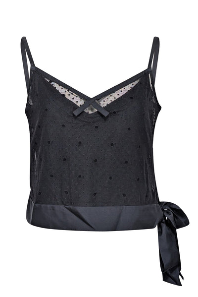 Current Boutique-Marc Jacobs - Black Sleeveless Cropped w/ Polka Dot Sheer Top Sz 6