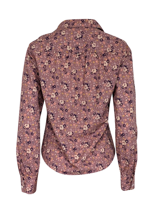 Current Boutique-Marc Jacobs - Purple Floral Long Sleeve Collared Shirt Sz M