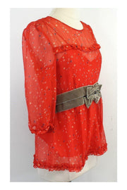 Current Boutique-Marc Jacobs - Red Floral Print Silk Top Sz 8