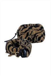 Current Boutique-Marc Jacobs - Tan & Black Animal Print Faux Fur Snapshot Shoulder Bag