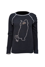 Current Boutique-Marc by Marc Jacobs - Black Cotton Blend Sweater w/ Cat Motif S