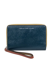 Current Boutique-Marc by Marc Jacobs - Green & Brown Color-Block w/ Tan Trim Wristlet