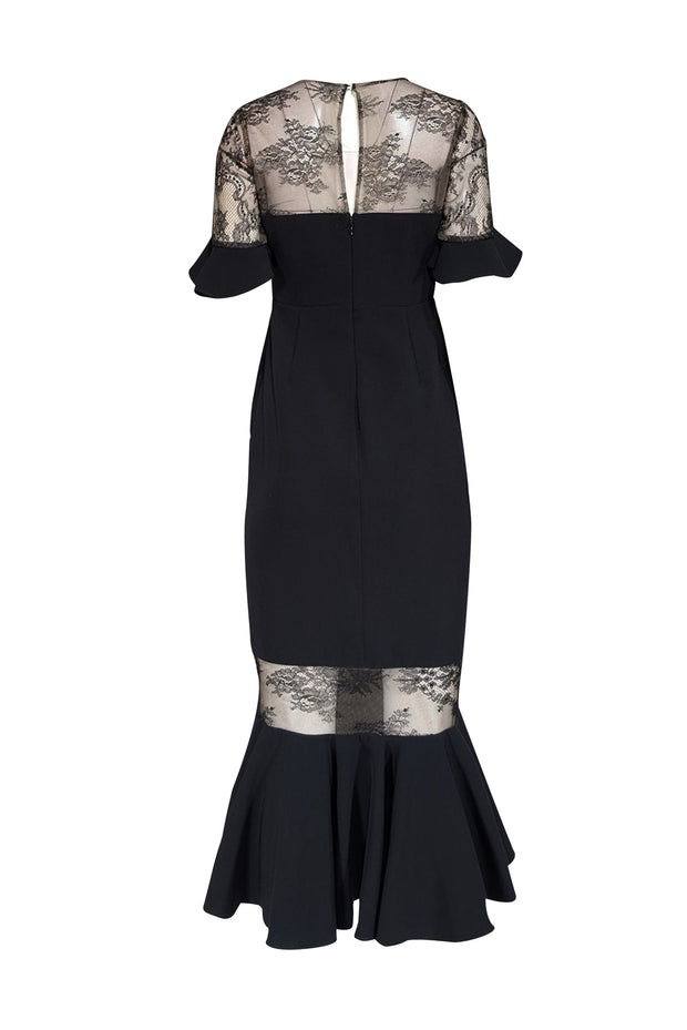 Current Boutique-Marchesa Notte - Black & Lace Detail Fit & Flare Dress Sz 2