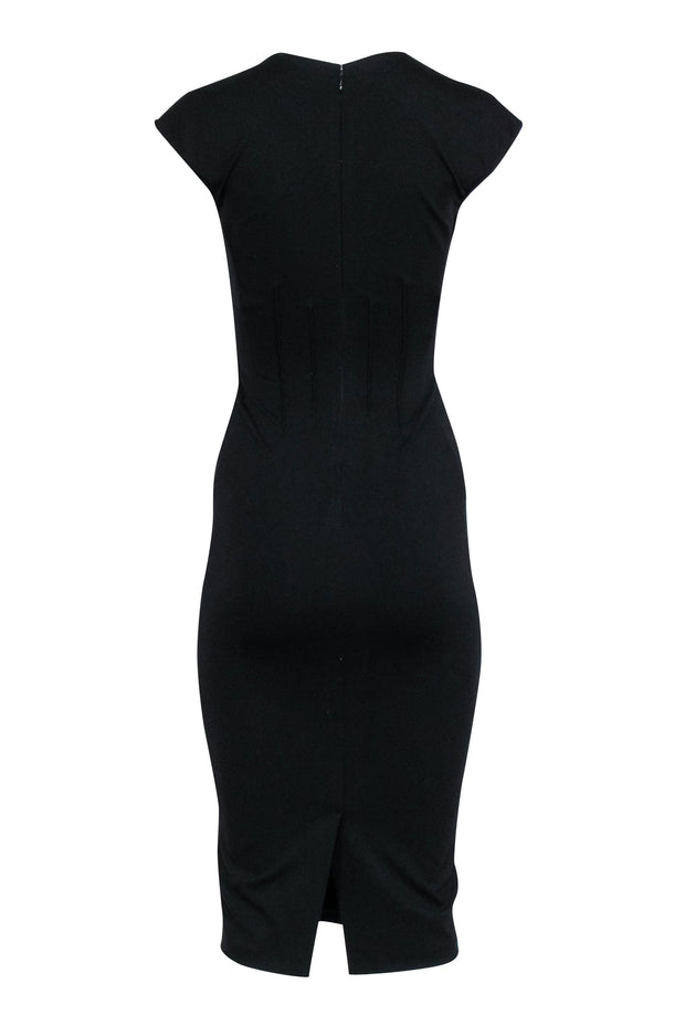 Current Boutique-Marciano - Black Sleeveless V-Neckline Midi Dress Sz 2