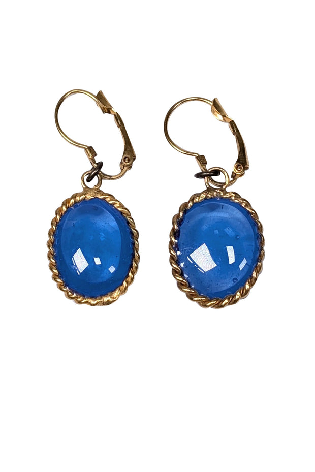 Current Boutique-Marguerite de Valois - Gold Colored & Blue Drop Dangle Earring